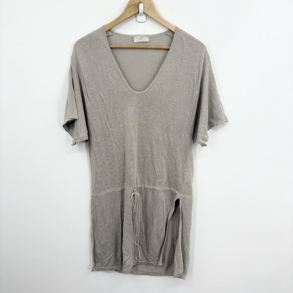 100% Capri Linen Tunic Dress Women Xsmall Italy Resort Coastal Luxury Beach Boho